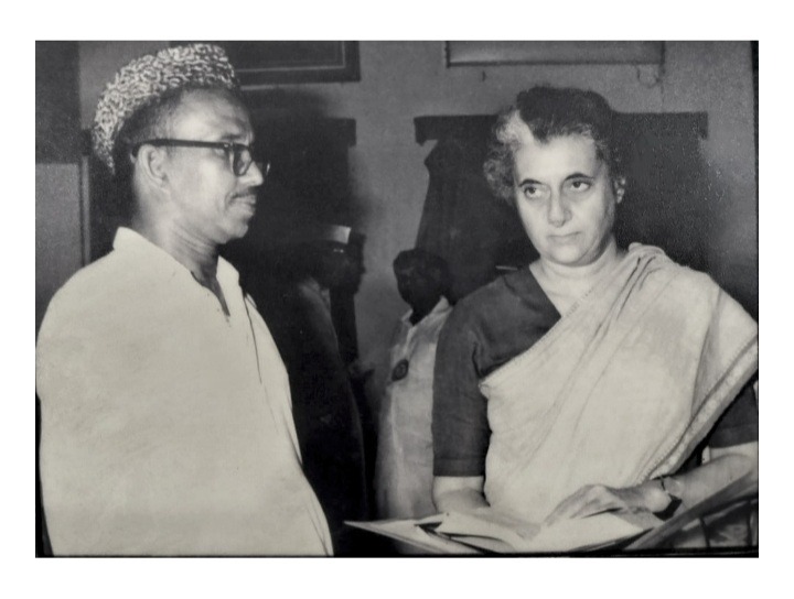 Receiving appreciation from Indira Gandhi